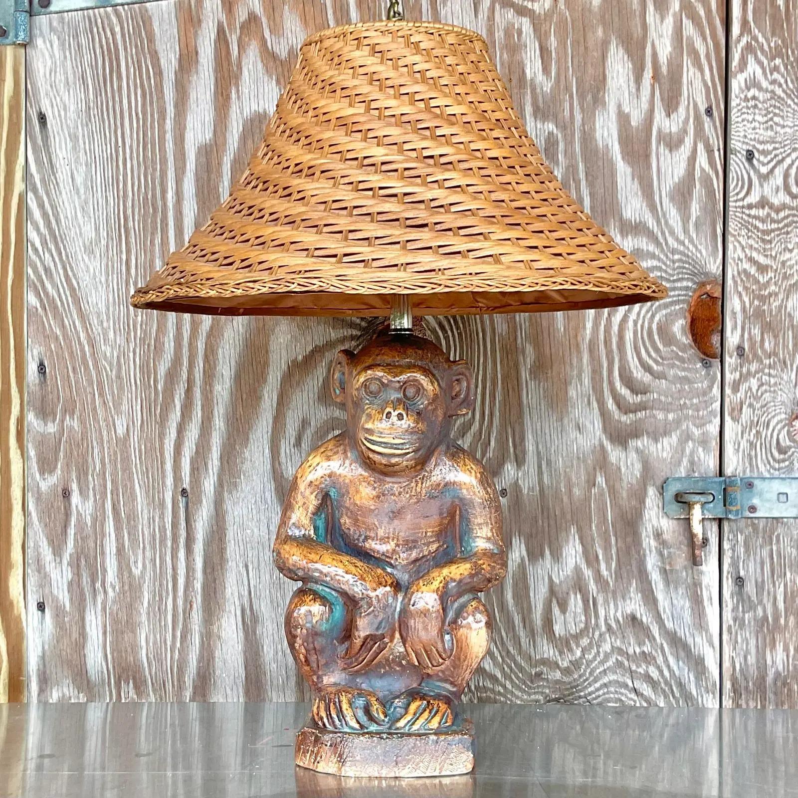 vintage monkey table lamp