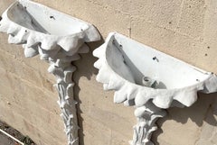 Vintage Coastal Plaster Palm Tree Wall Sconces - a Pair