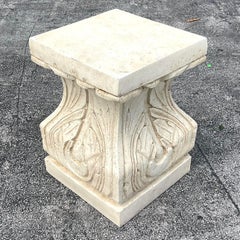 Vintage Coastal Gips Tisch Pedestal