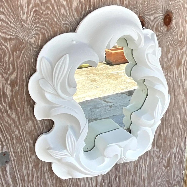 Vintage Coastal Plaster Wall Mirror at 1stDibs
