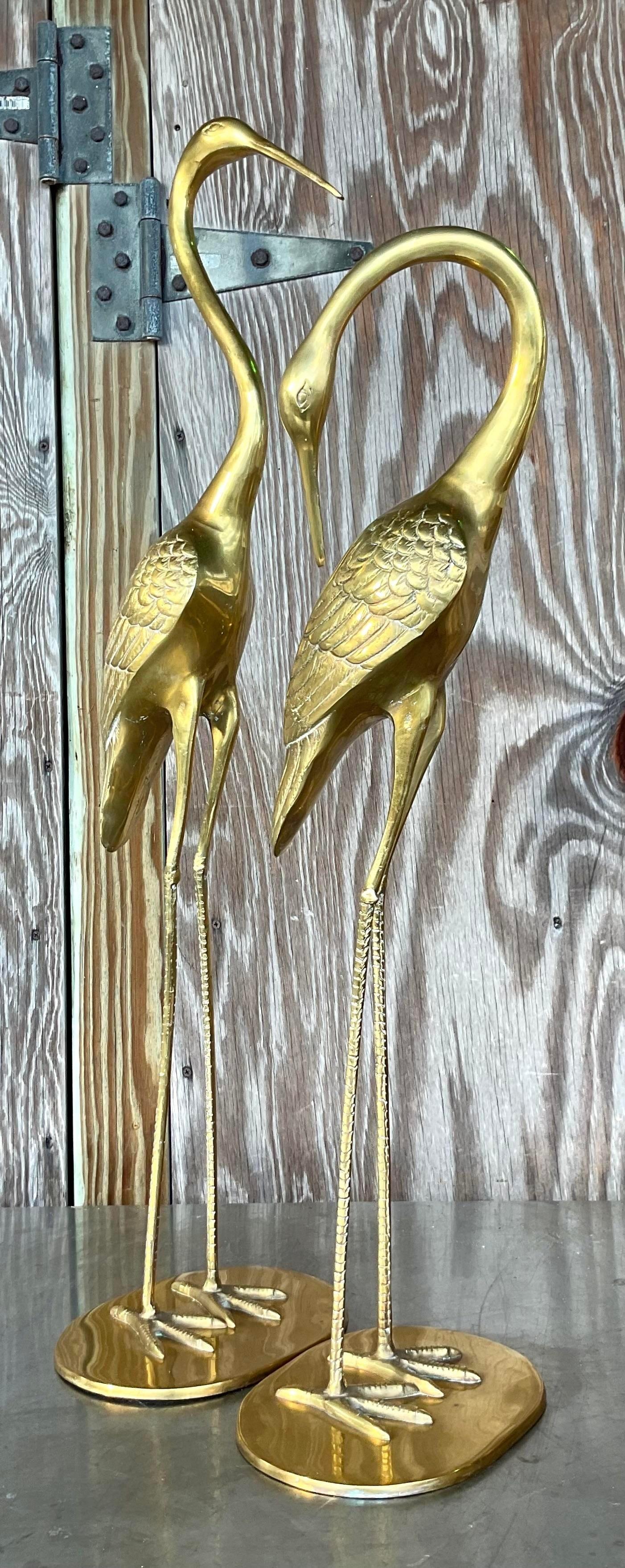 Vintage Coastal Polished Brass Canes - Set of 2 In Good Condition For Sale In west palm beach, FL