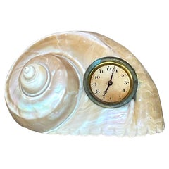 Vintage Coastal Polished Conch Clock