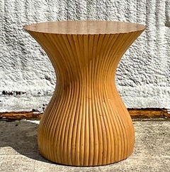 Vintage Coastal Pretzel Rattan Biomorphic Dining Table