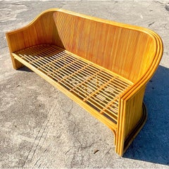 Vintage Coastal Pretzel Rattan Sofa