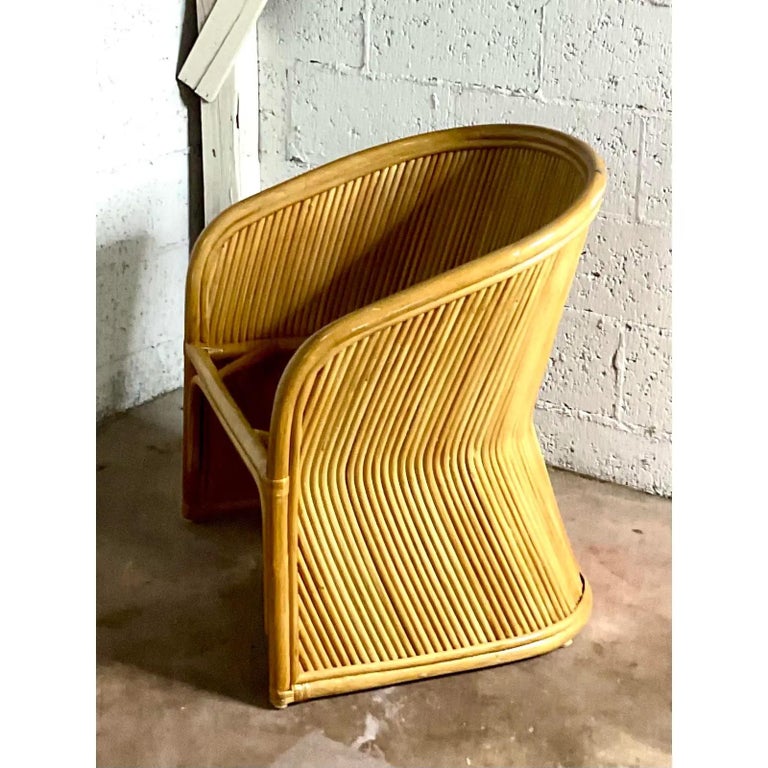 Vintage Coastal Pretzel Rattan Tub Chair at 1stDibs