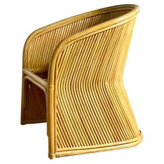 Vintage Coastal Pretzel Rattan Tub Chair