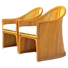 Sillas de salón vintage Coastal Pretzel Reed - un par