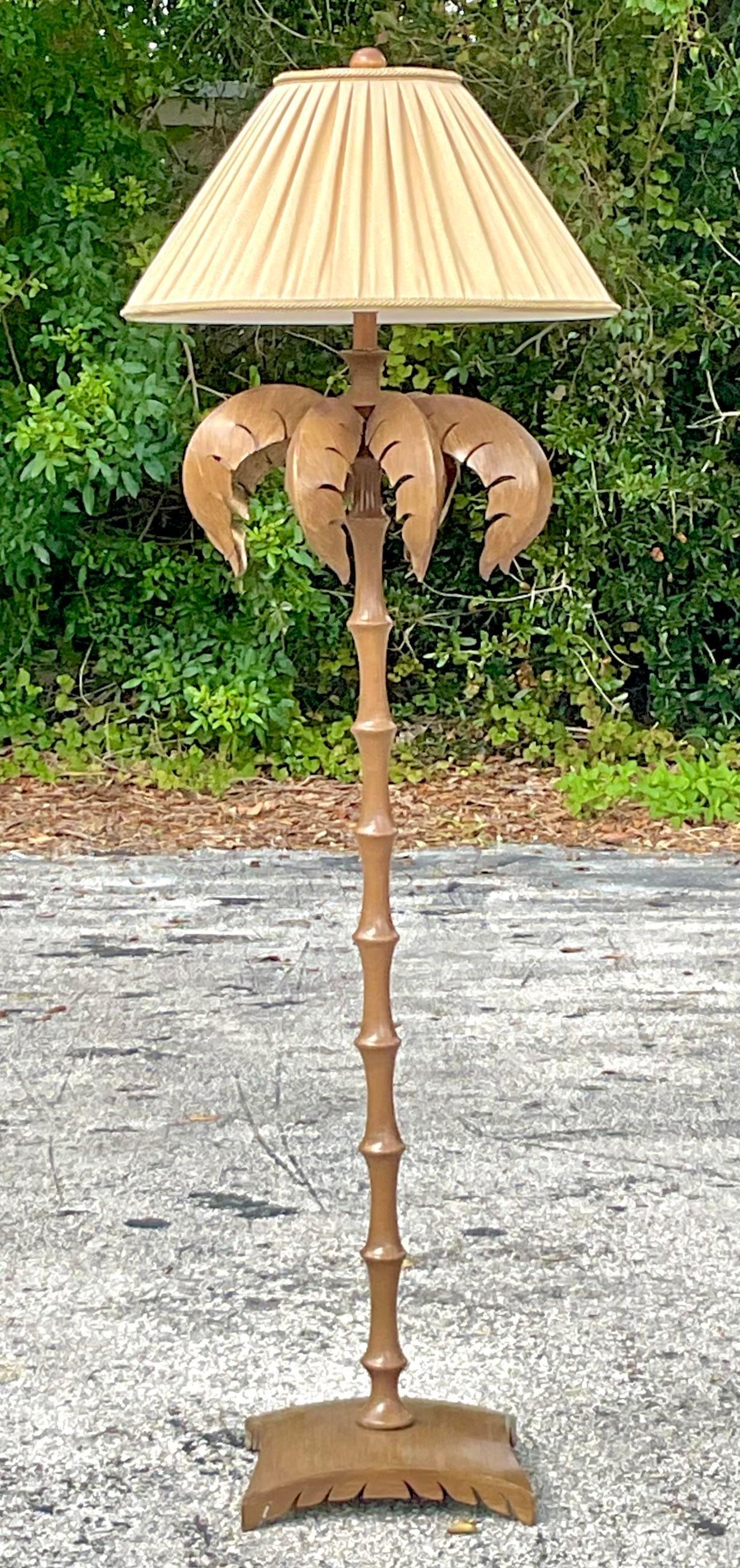 Lampada da terra a forma di albero di palma in metallo con taglio a punzone Vintage By in vendita 5