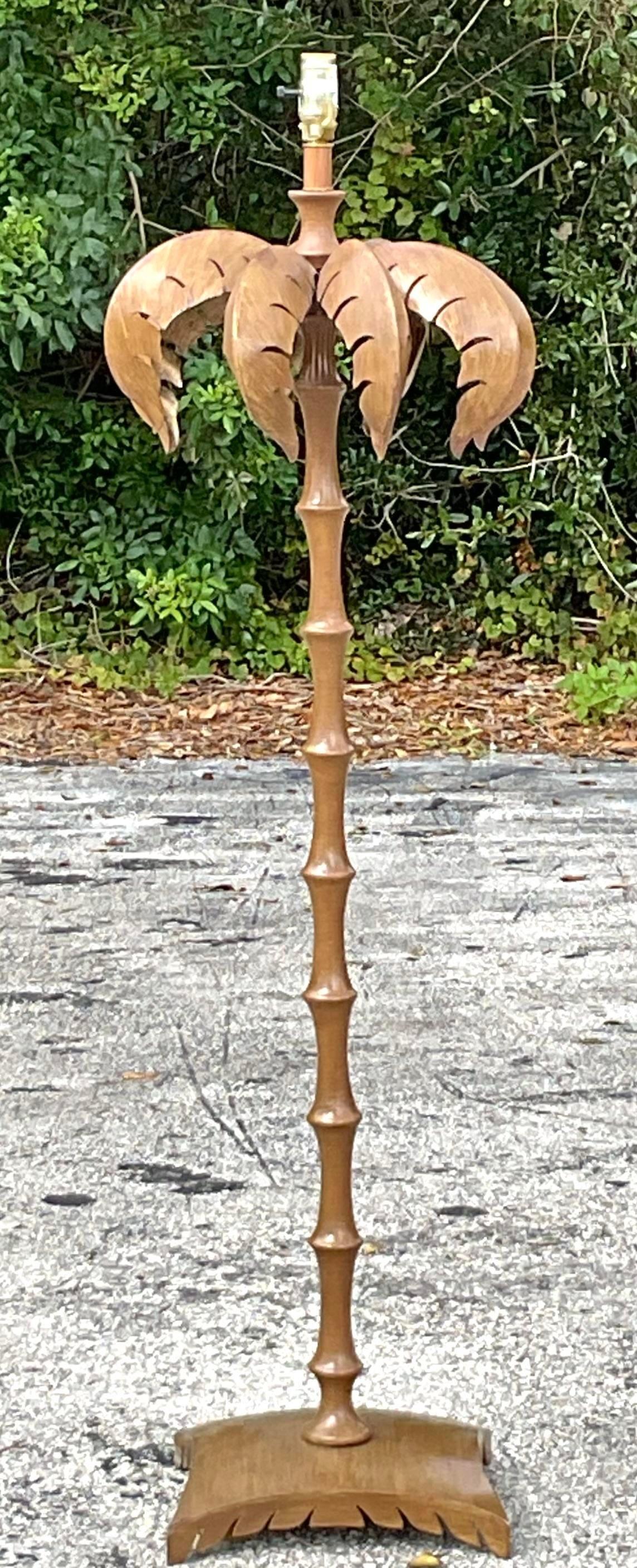 Lampada da terra a forma di albero di palma in metallo con taglio a punzone Vintage By in vendita 6