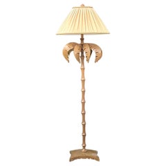 Vintage Coastal Punch Cut Metal Palm Tree Floor Lamp