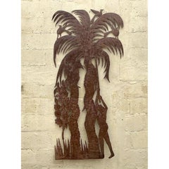 Vintage Coastal Punch Cut Palm Tree