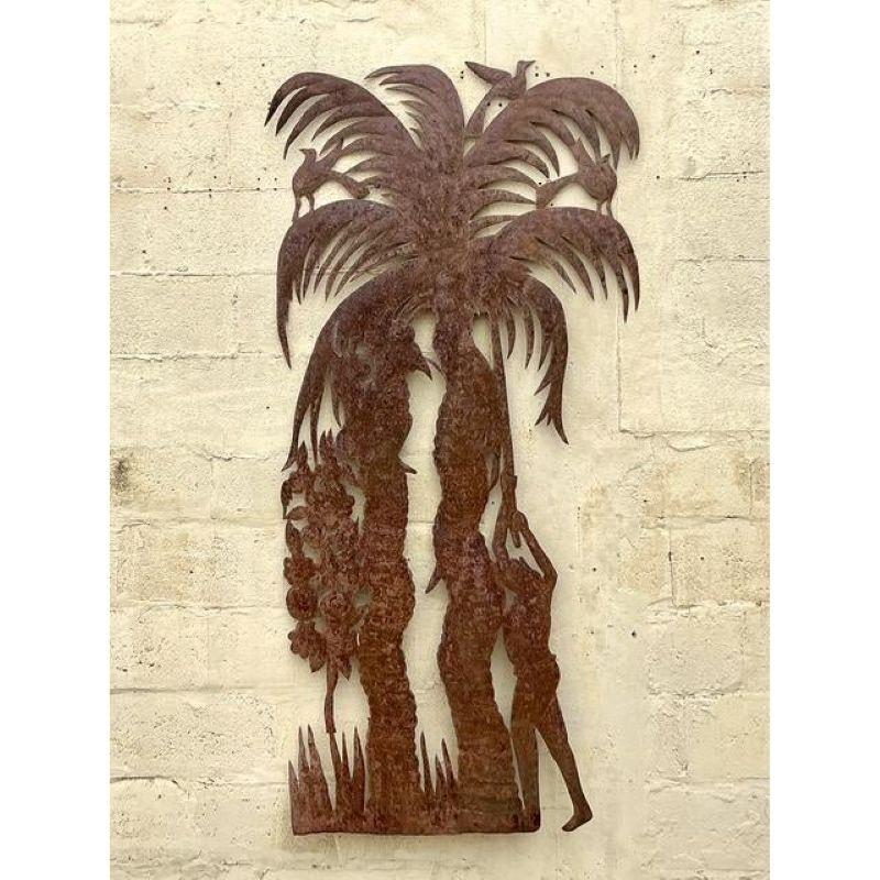 Vintage Coastal Punch Cut Palm Tree In condizioni buone in vendita a west palm beach, FL