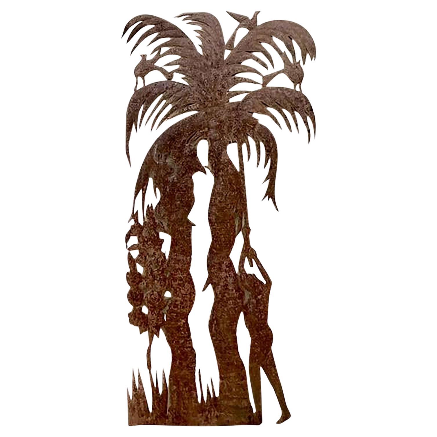 Vintage Coastal Punch Cut Palm Tree
