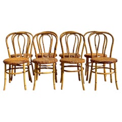 Retro Coastal Rare McGuire Bent Bamboo Dining Chairs - Set of 8