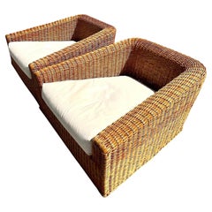 Vintage Coastal Rare Michael Taylor für Wicker Works California Loungesessel, Vintage