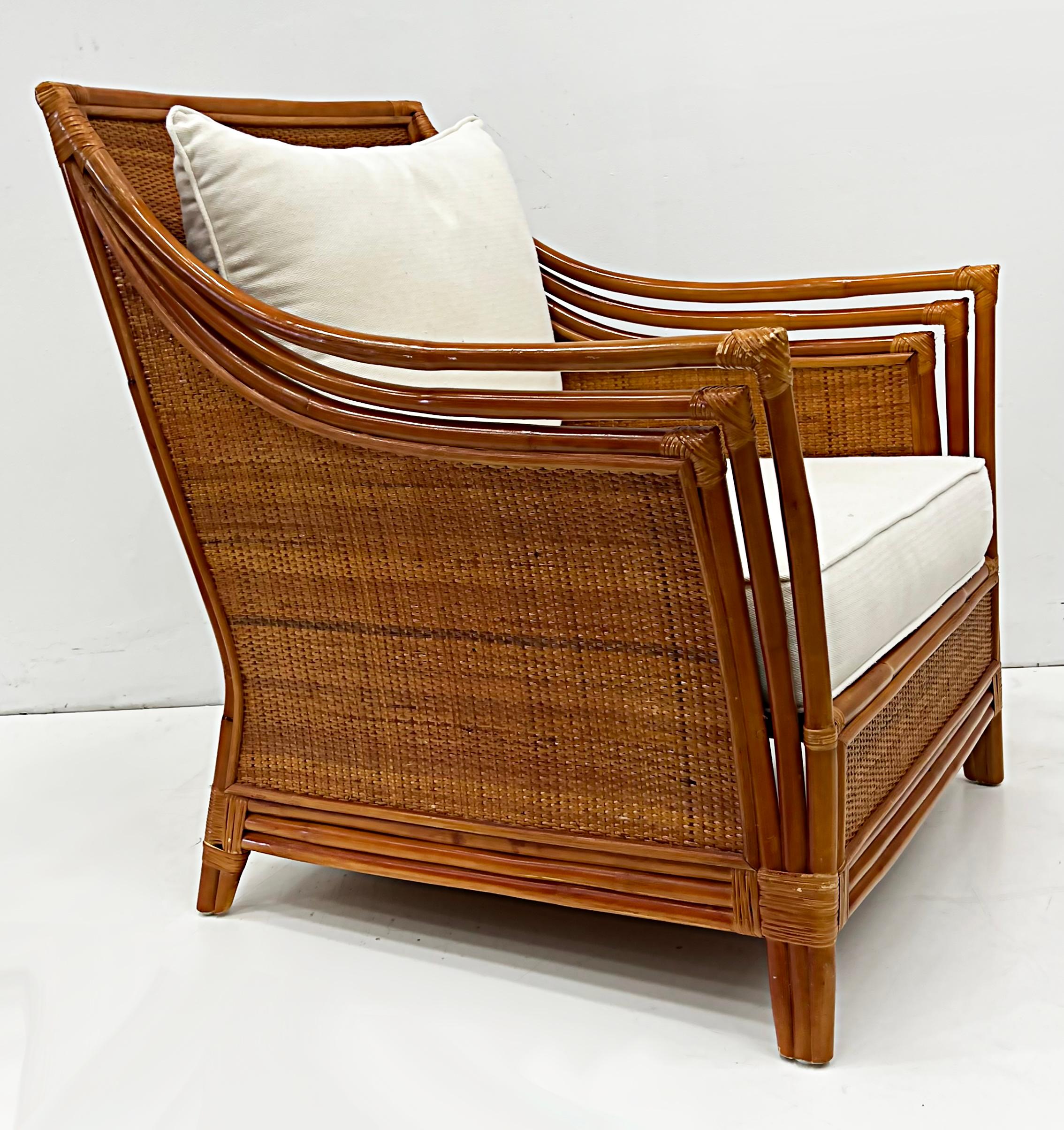 20th Century Vintage Coastal Rattan and Wicker Lounge Chair