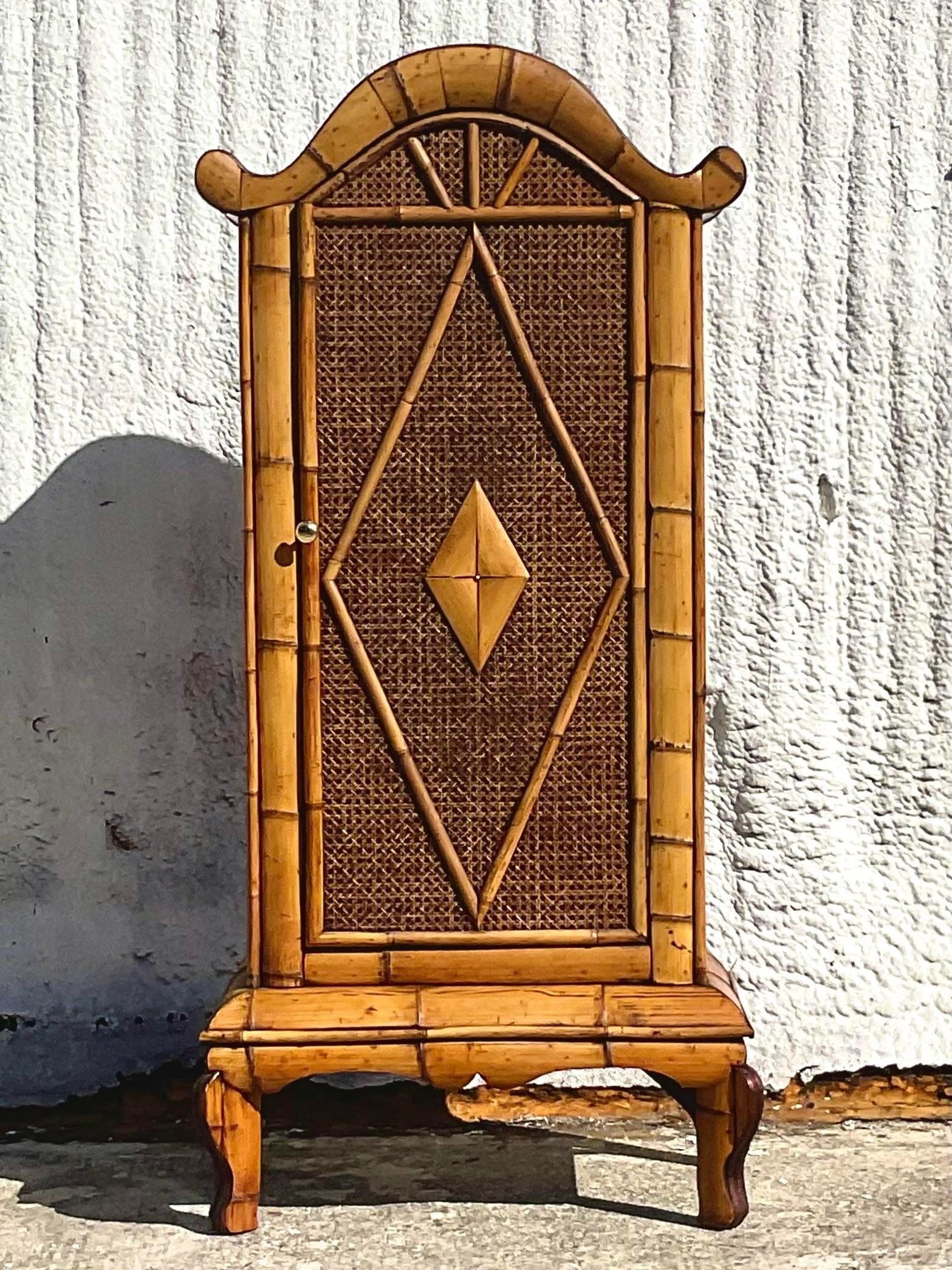 arched rattan cabinet