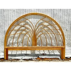 Vintage Coastal Rattan Arched King Headboard