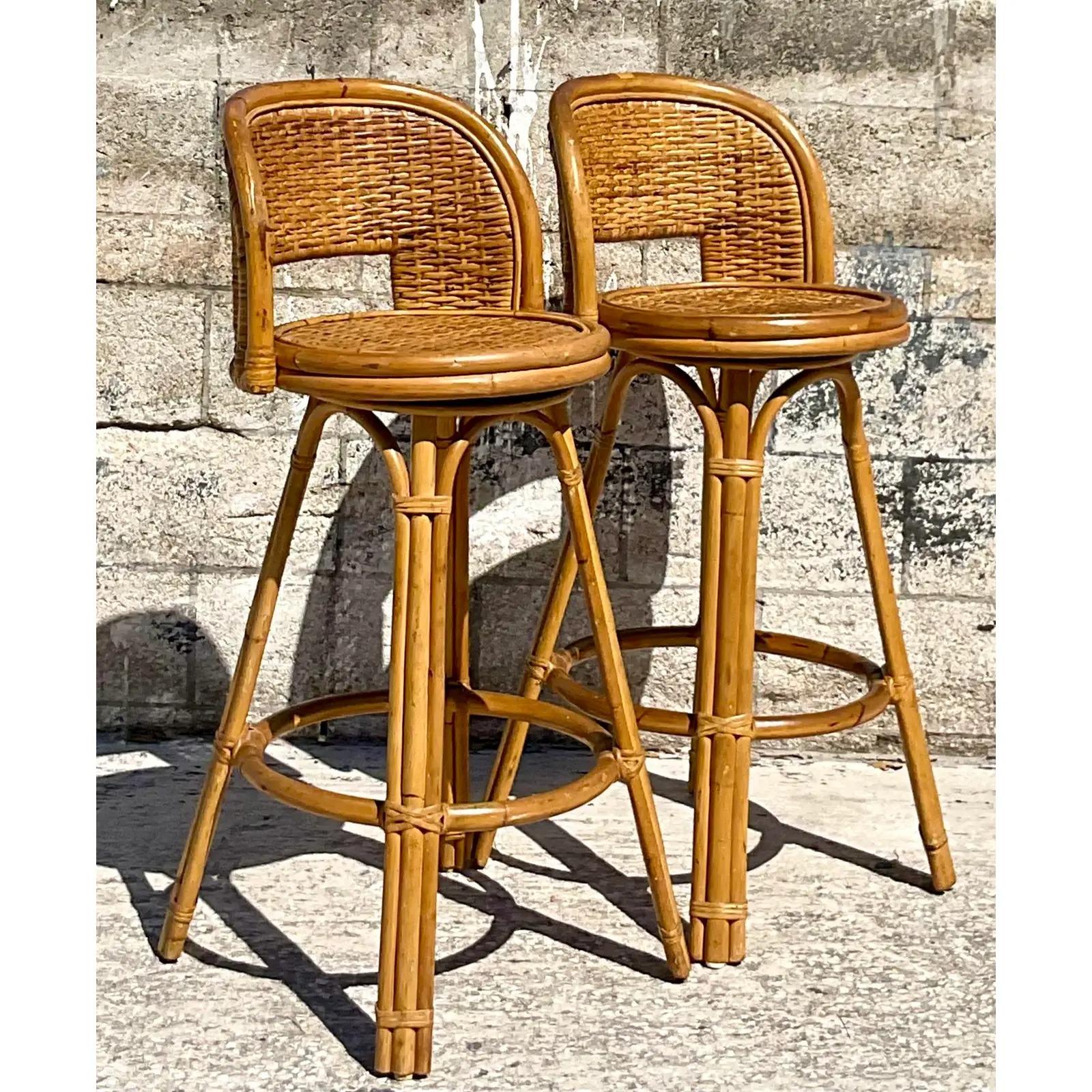vintage wicker bar stools