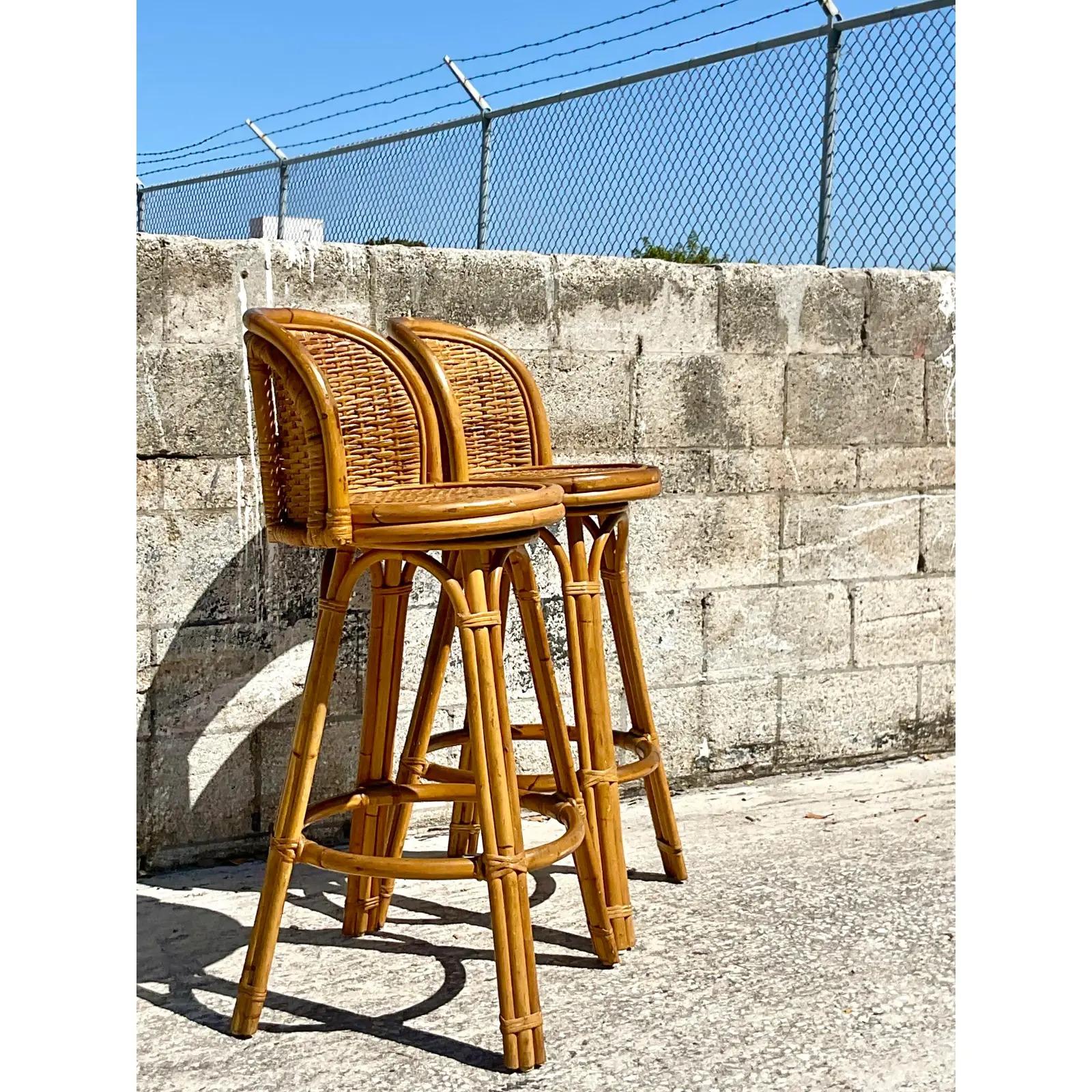 rattan bar stools vintage