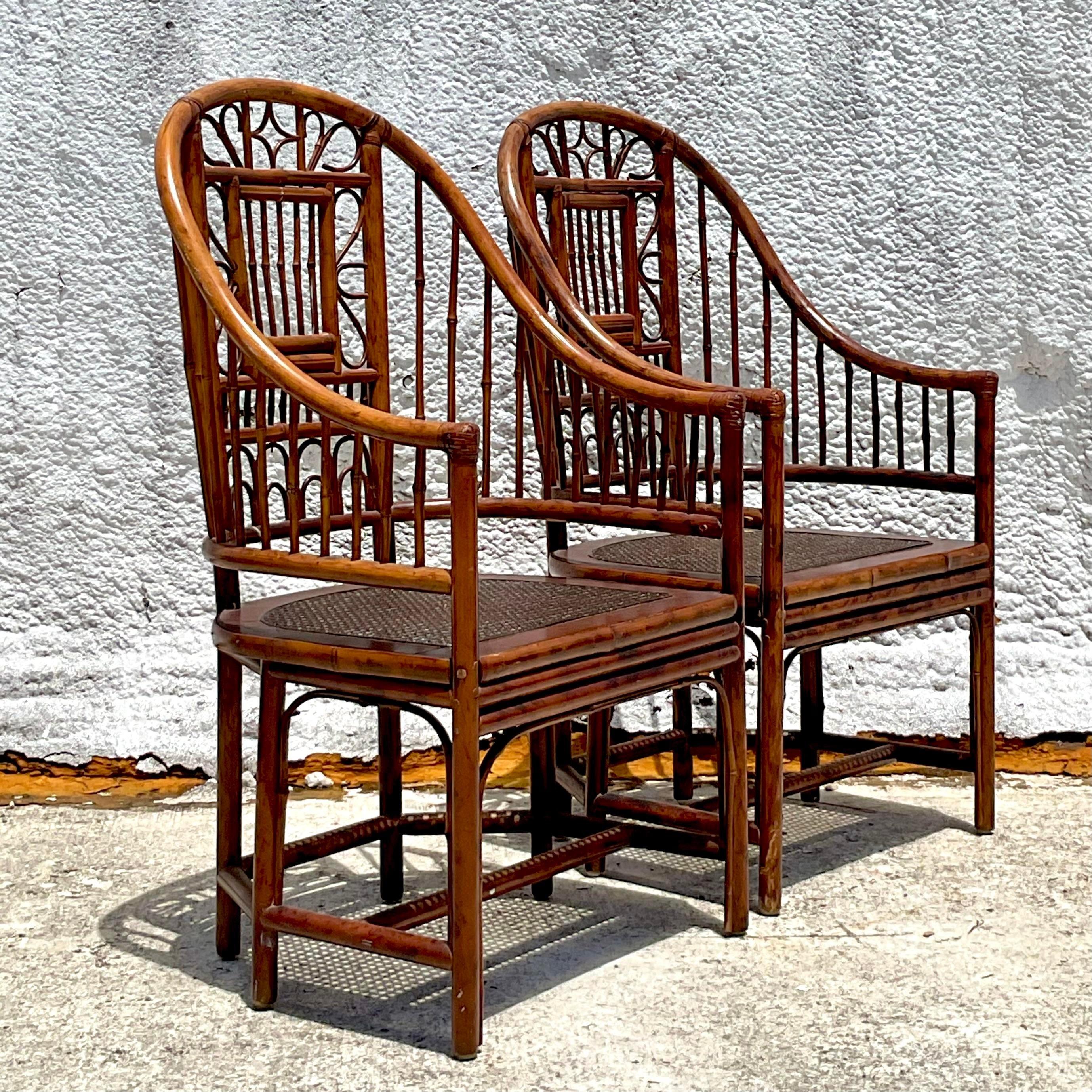 Vintage Coastal Rattan Brighton Pavillon Chairs - a Pair 2