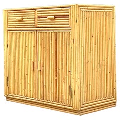 Vintage Coastal Rattan Cabinet
