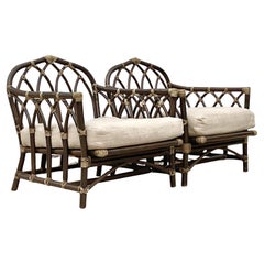 Sedie da salotto Cathedral in rattan costiero vintage di McGuire - Set di 2