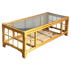 Vintage Rattan Couchtisch für die Küste