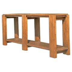 Coastal-Konsolentisch aus Rattan im Vintage-Stil