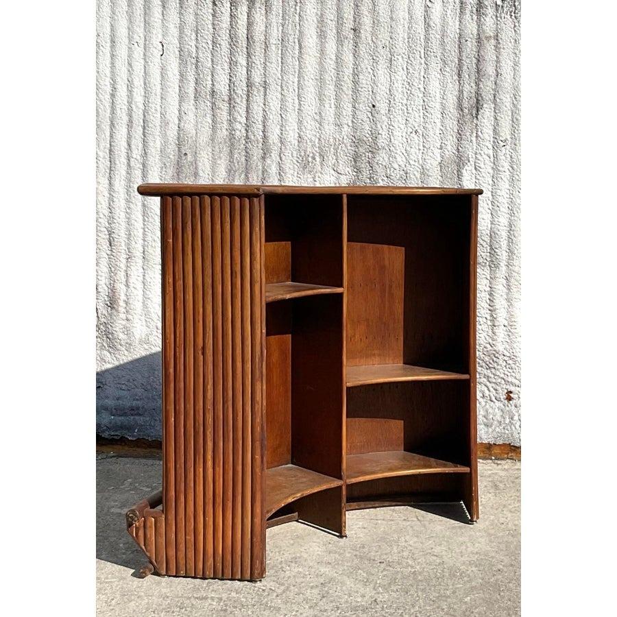 Philippin Vintage Coastal Rattan Curved Dry Bar