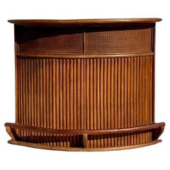 Vintage Coastal Rattan Curved Dry Bar
