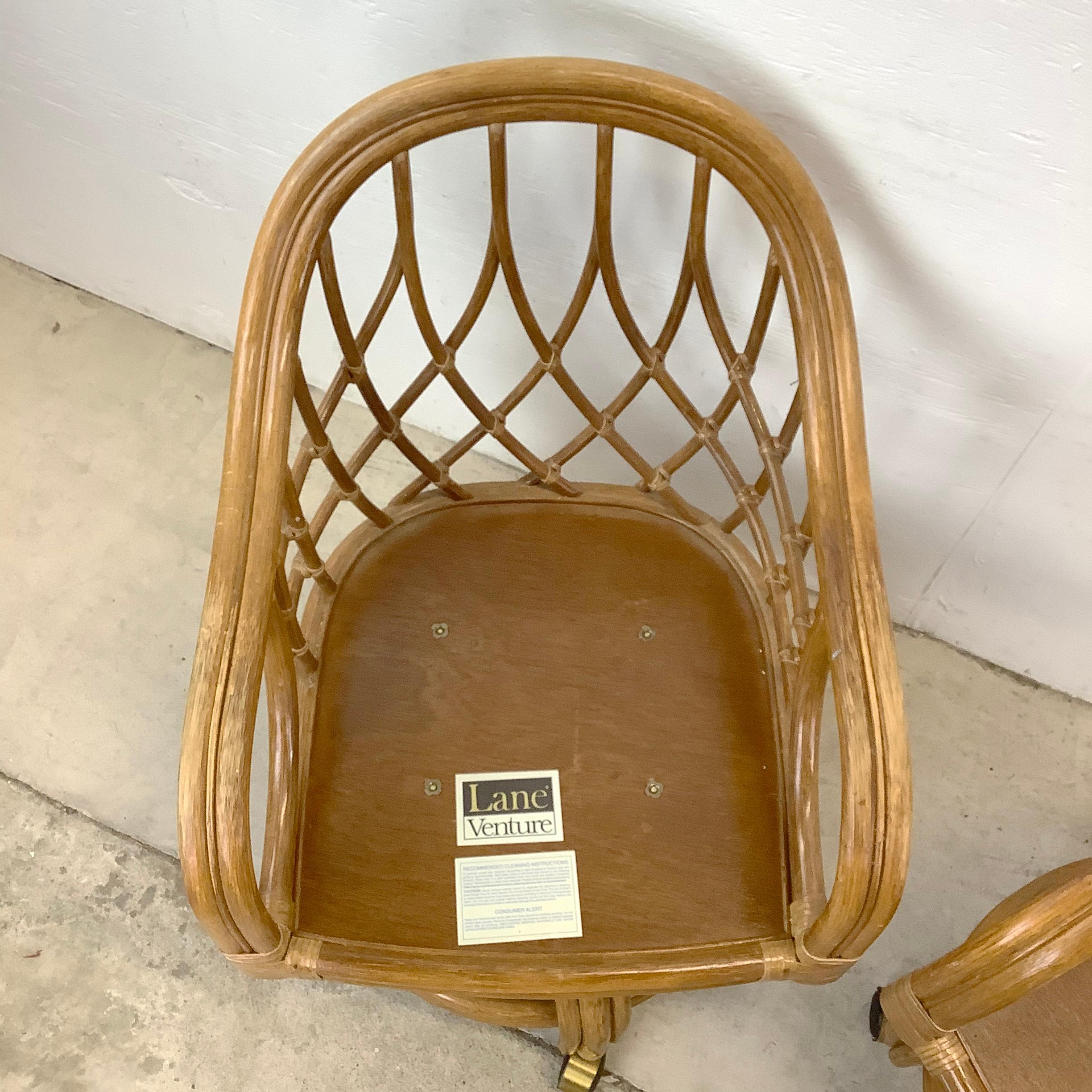 Vintage Coastal Rattan Dining Chairs by Lane Venture- set 4 5