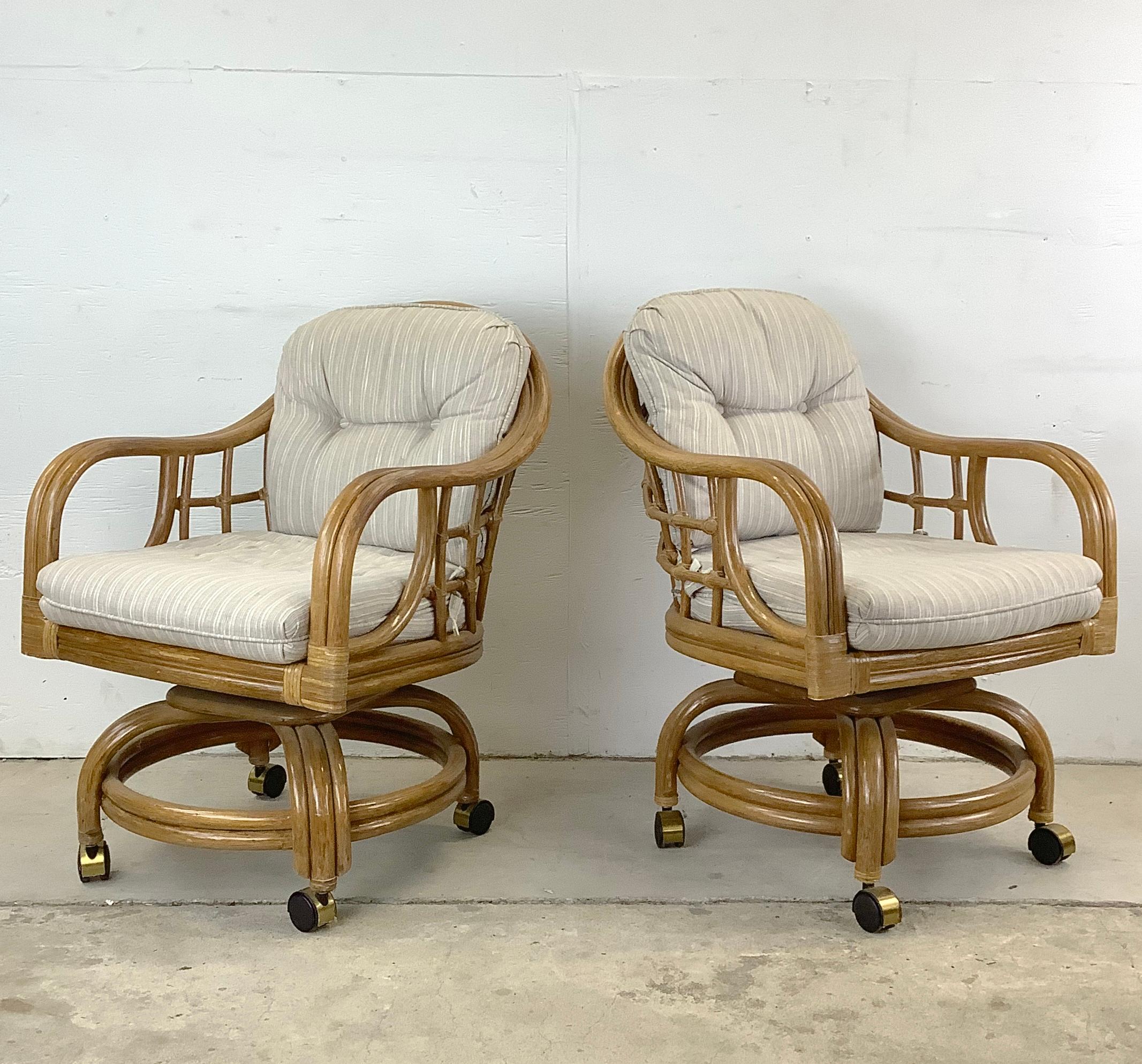Other Vintage Coastal Rattan Dining Chairs by Lane Venture- set 4