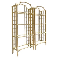 Vintage Coastal-Rattan-Etagere – ein Paar