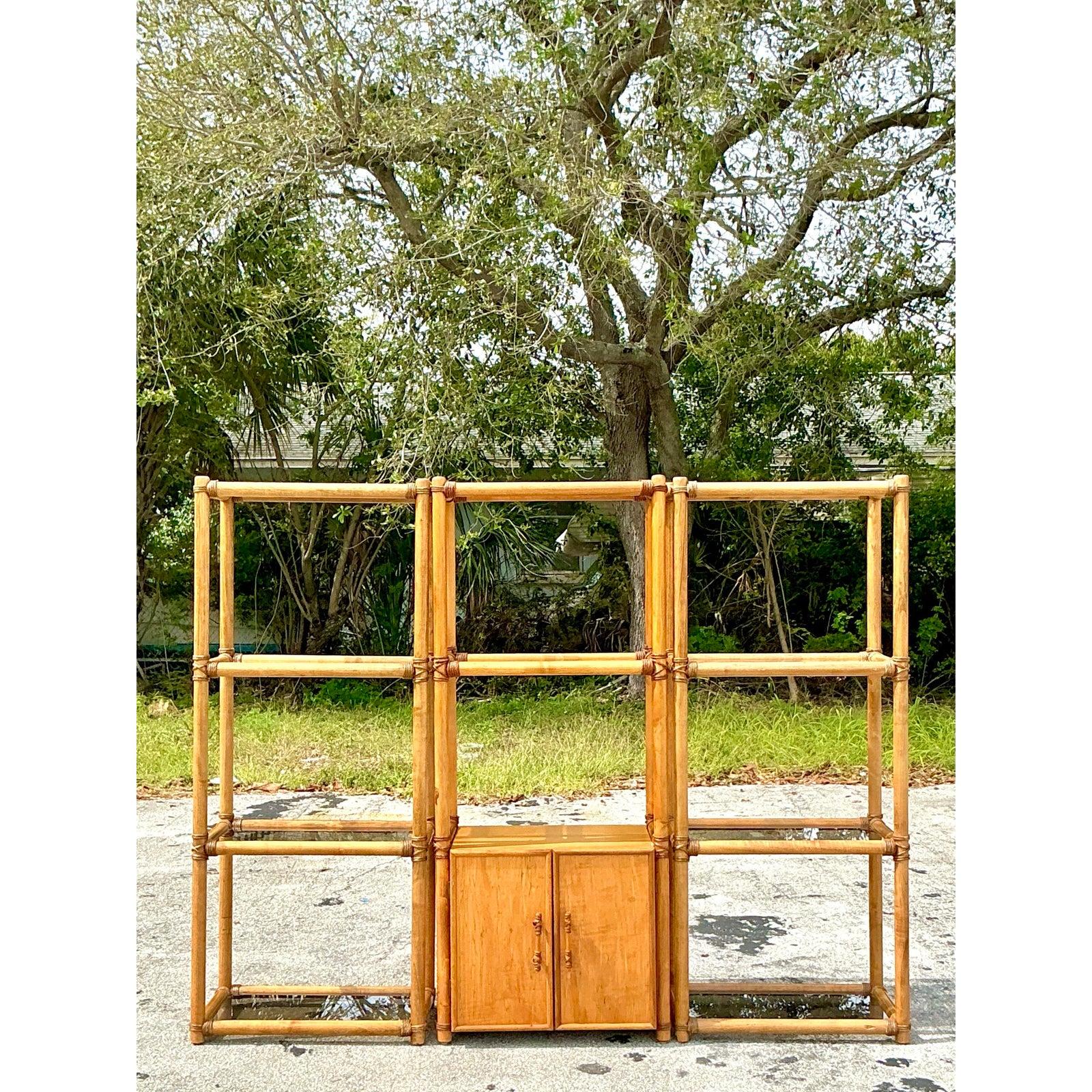 Etagere in rattan vintage - Set di 3 pezzi in vendita 3