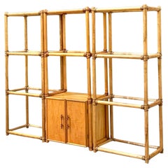 Vintage Coastal Rattan Etagere - Set of 3