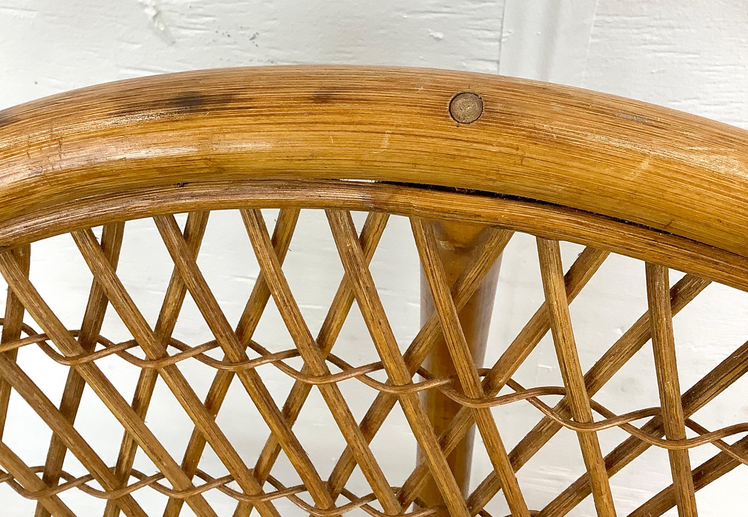 Vintage Coastal Rattan Fanback Armchair 3