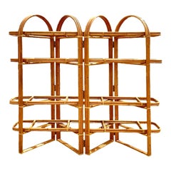 Vintage Coastal Rattan Folding Etagere