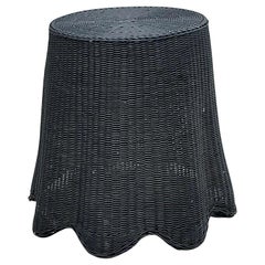 Vintage Coastal Rattan Ghost Side Table