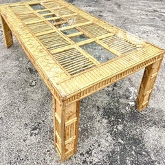 Vintage Coastal Rattan Loop Dining Chairs - Set of 8