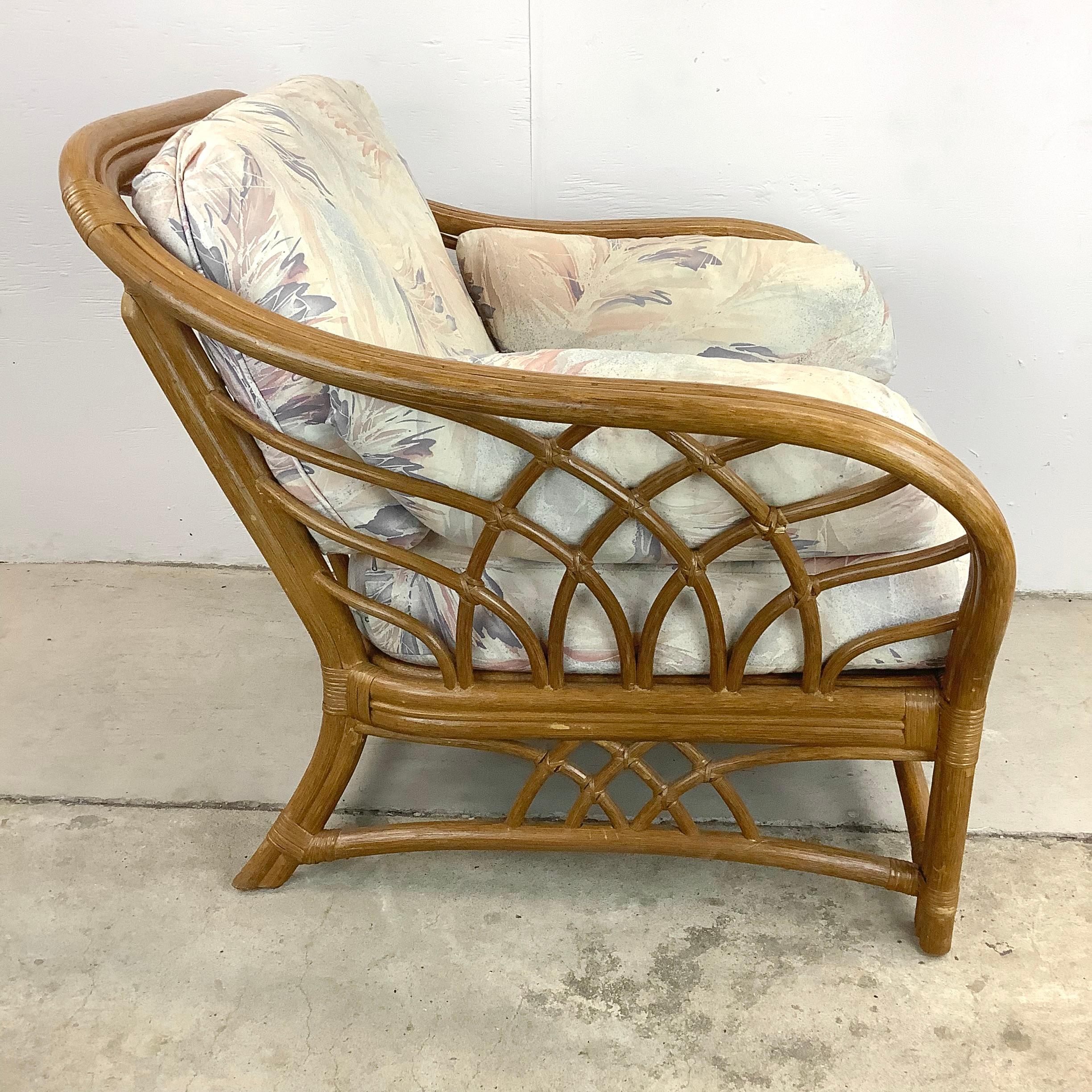Bohemian Vintage Coastal Rattan Lounge Chair by Lane Furniture