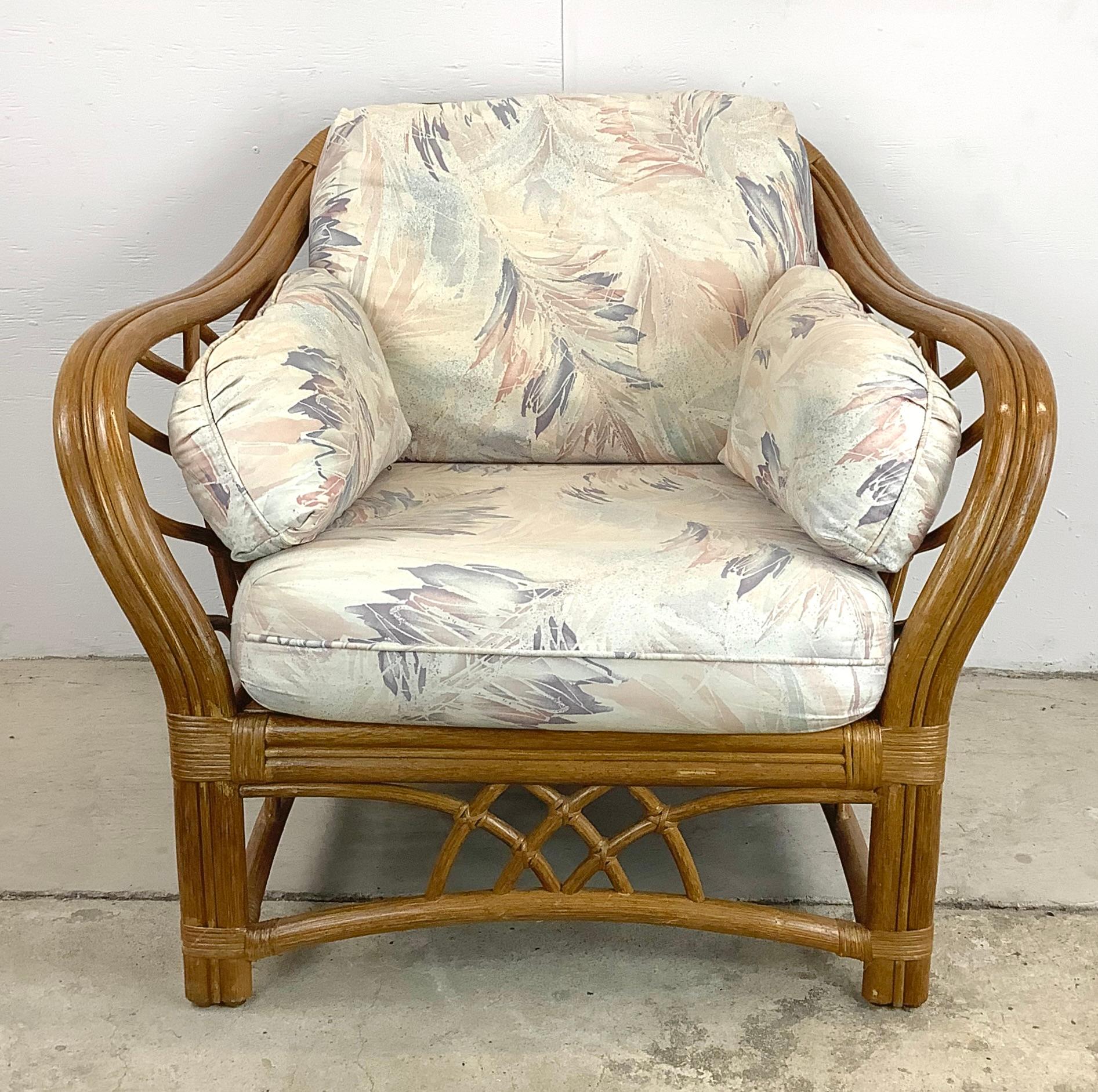Other Vintage Coastal Rattan Lounge Chair by Lane Furniture