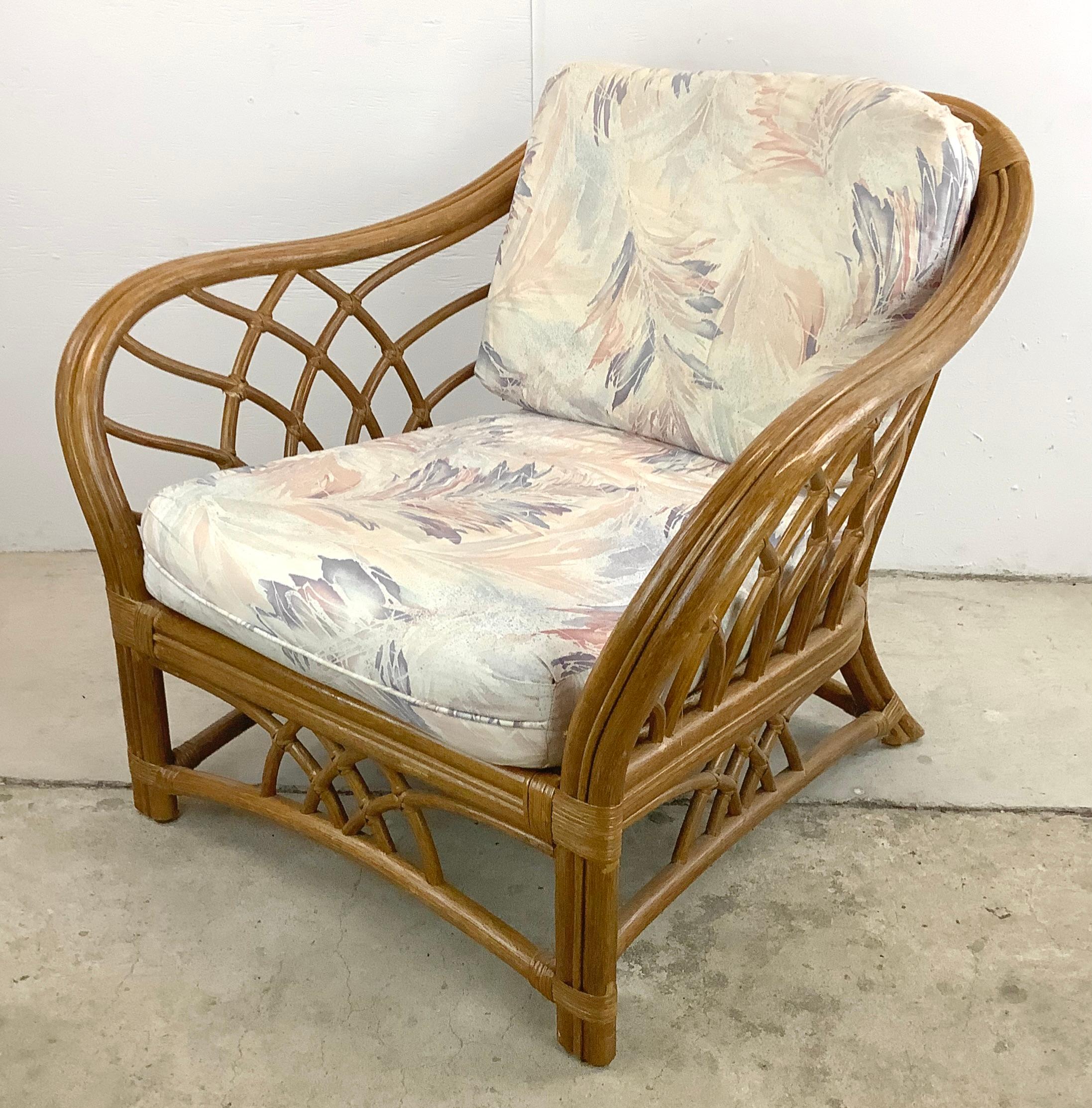 20th Century Vintage Coastal Rattan Lounge Chair by Lane Furniture