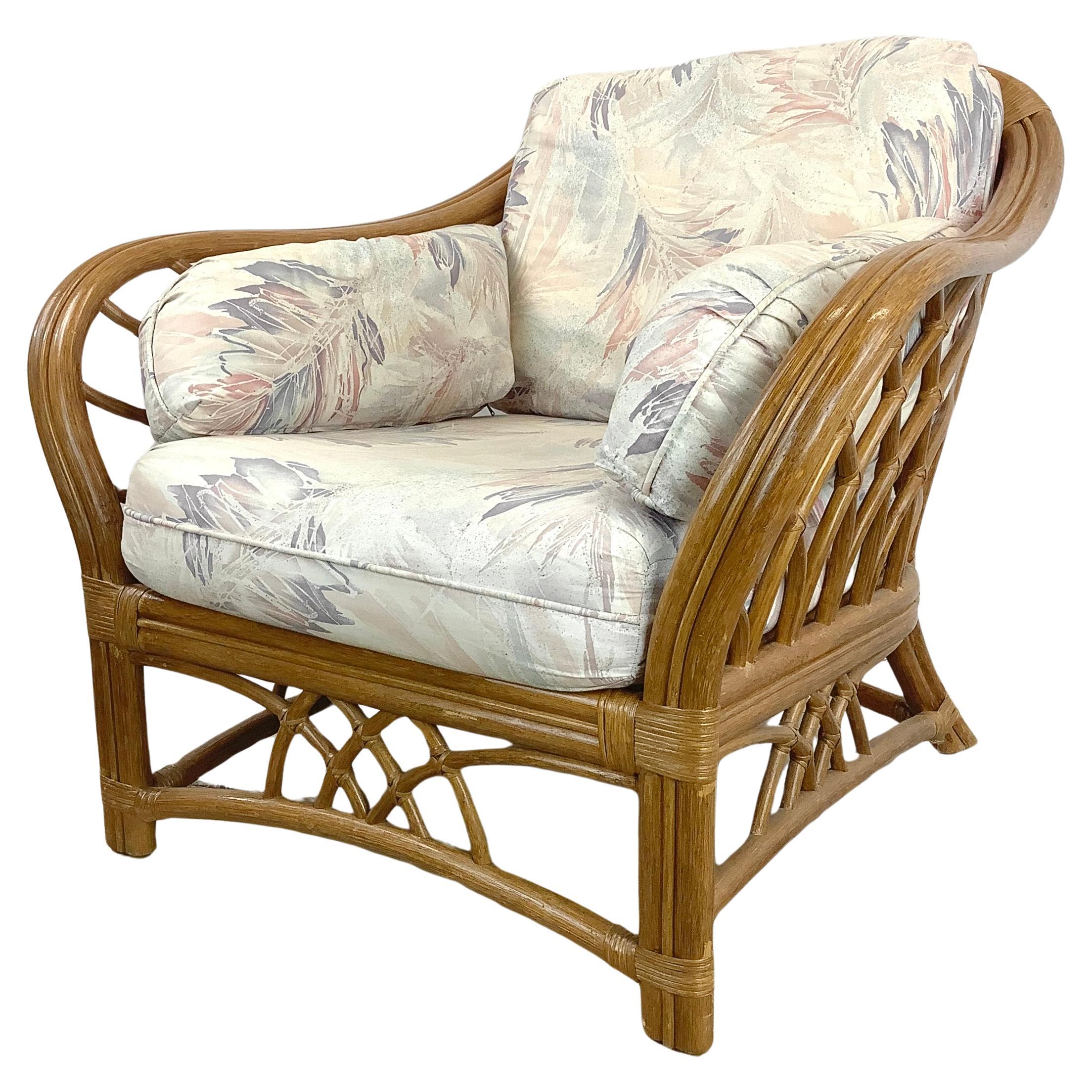 Vintage Coastal Rattan Lounge Chair by Lane Furniture