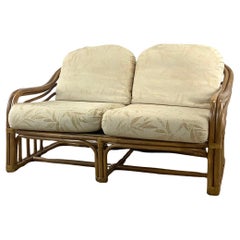 Retro Coastal Rattan Loveseat after Brown Jordan