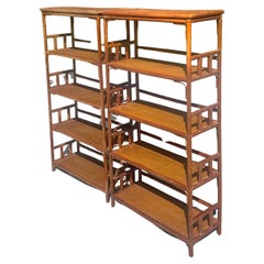 Niedrige Vintage-Etagere aus Rattan am Meer – ein Paar