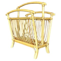 Vintage Coastal Rattan Newspaper Rack