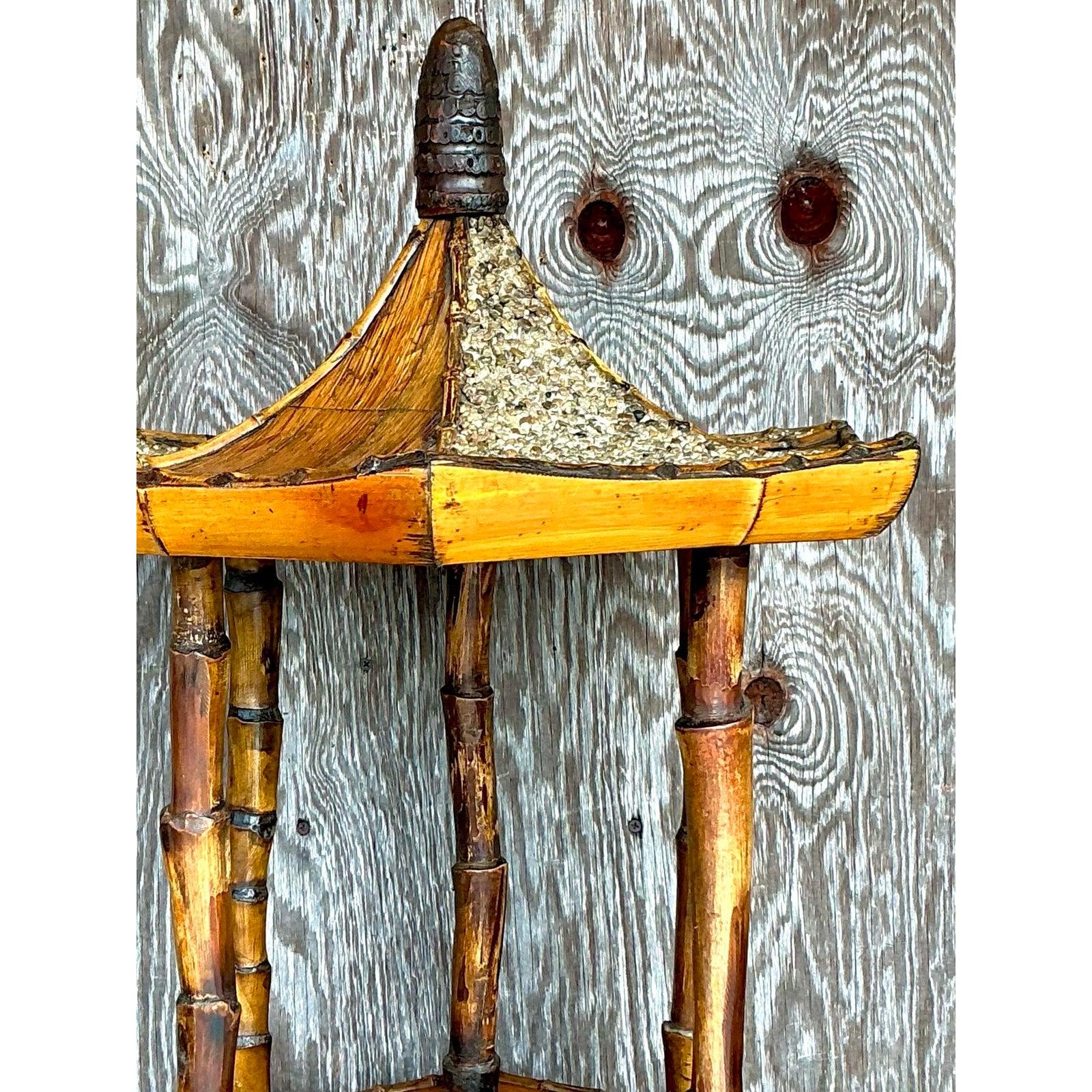 Vintage Coastal Rattan Pagode Pedestal im Angebot 5