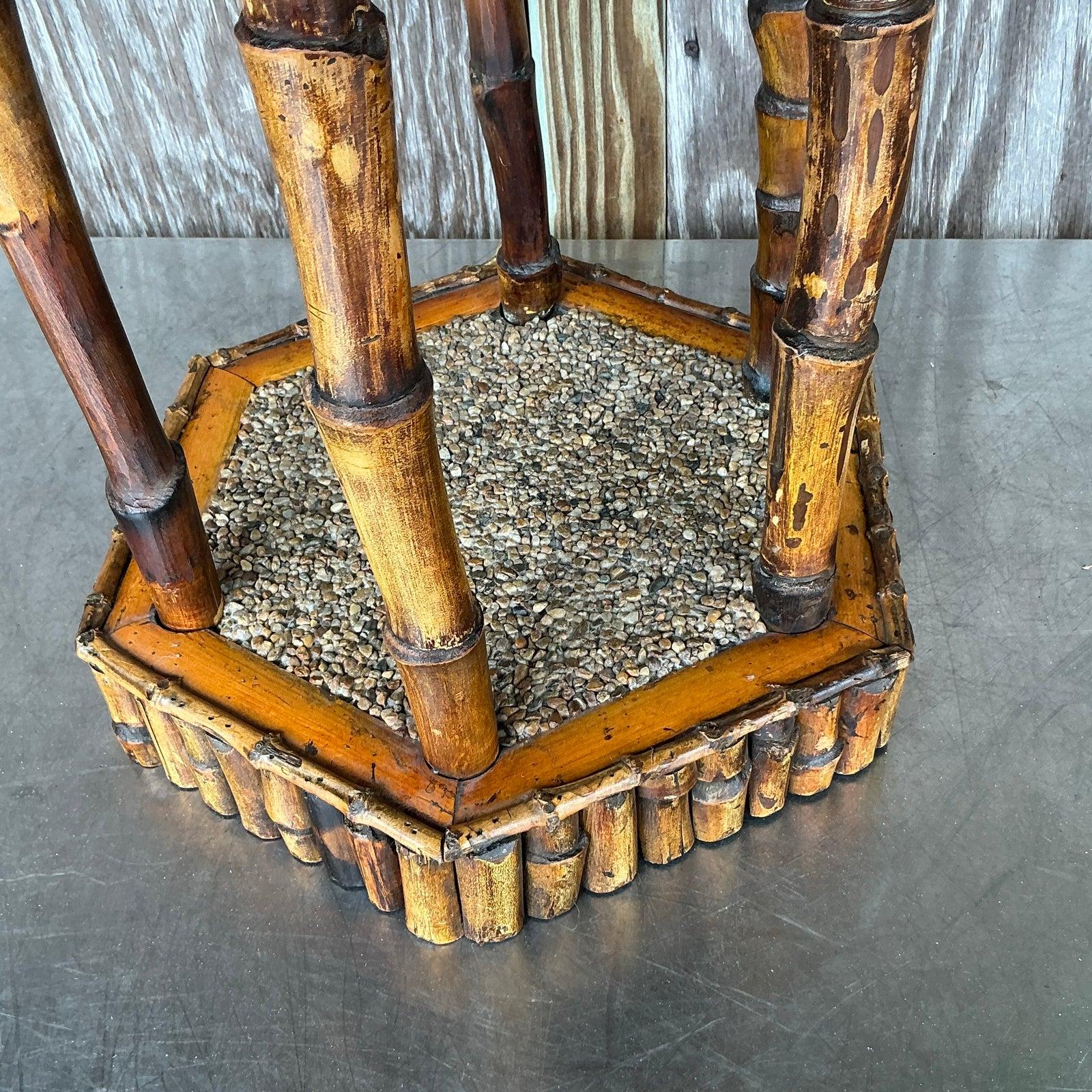 Vintage Coastal Rattan Pagode Pedestal im Angebot 3