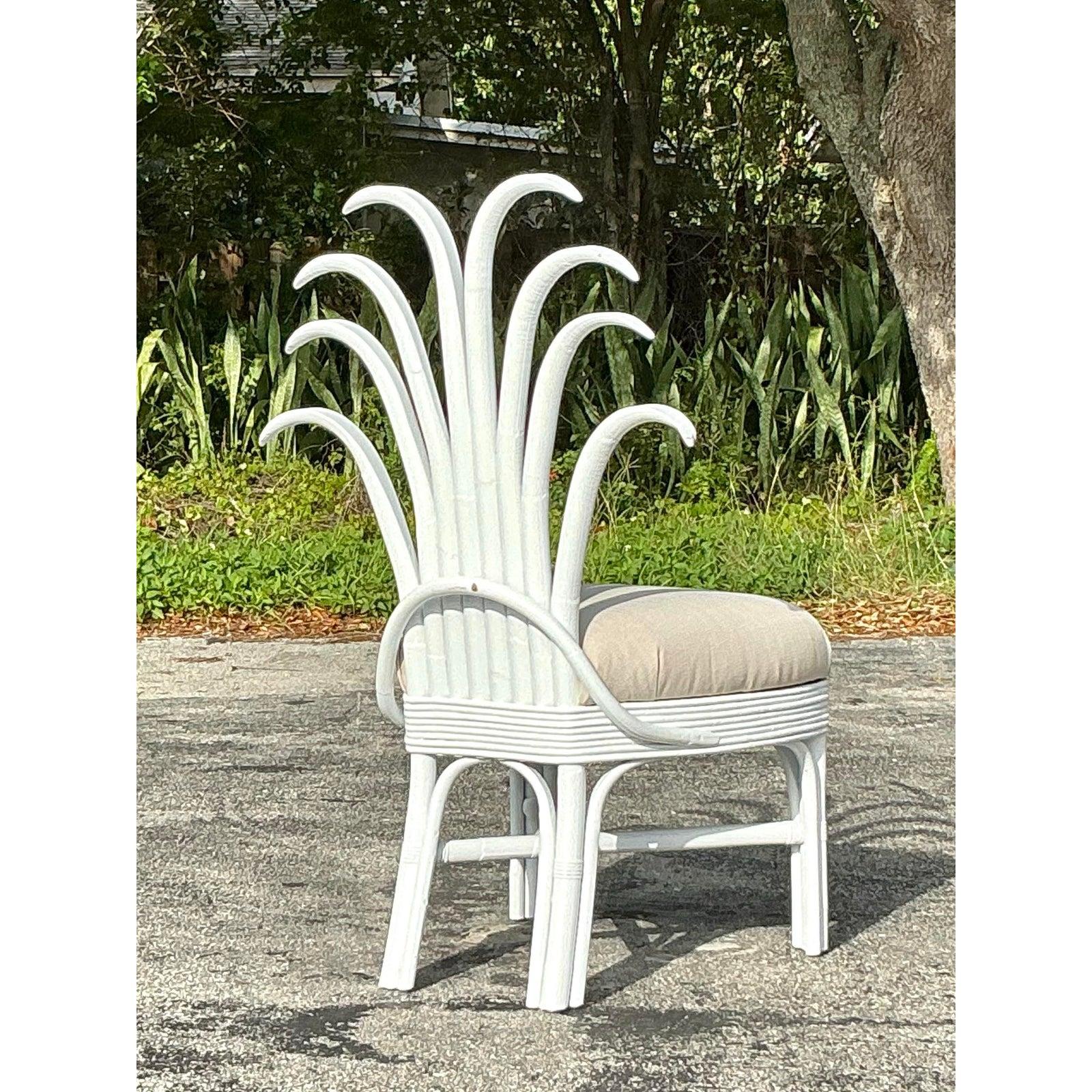 Vintage Coastal Rattan Pineapple Chair In Good Condition For Sale In west palm beach, FL